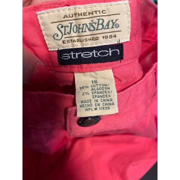 St John's Bay Pink Stretch Chino Capri Bottoms Pants SZ 16 - Picture 5 of 6